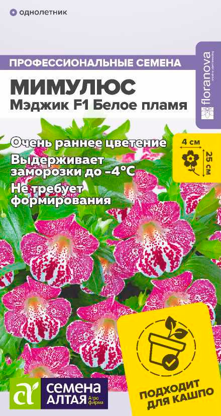 Семена Семена Алтая Мимулюс Мэджик Белое пламя F1, 10 шт. Floranova Профессиональные семена
Семена Семена Алтая Мимулюс Мэджик Белое пламя F1, 10 шт. Floranova Профессиональные семена