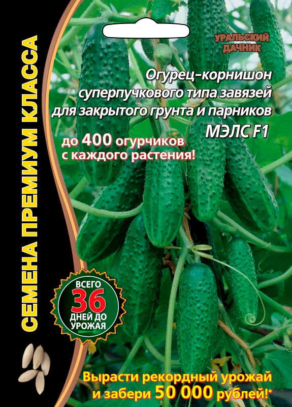 Семена Уральский дачник Огурец Мэлс F1, 5 шт. Семена премиум класса