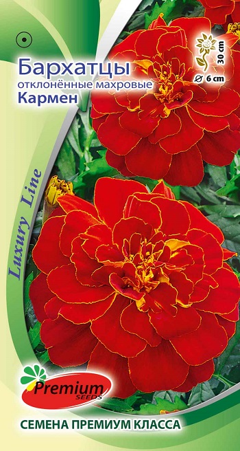 

Семена Premium seeds Бархатцы отклоненные махровые Кармен, 0,3 г