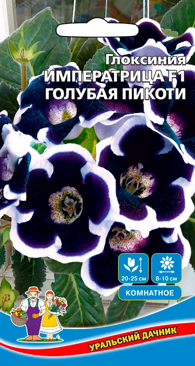 

Семена Уральский дачник Глоксиния Императрица Голубая Пикоти F1, 5 шт.