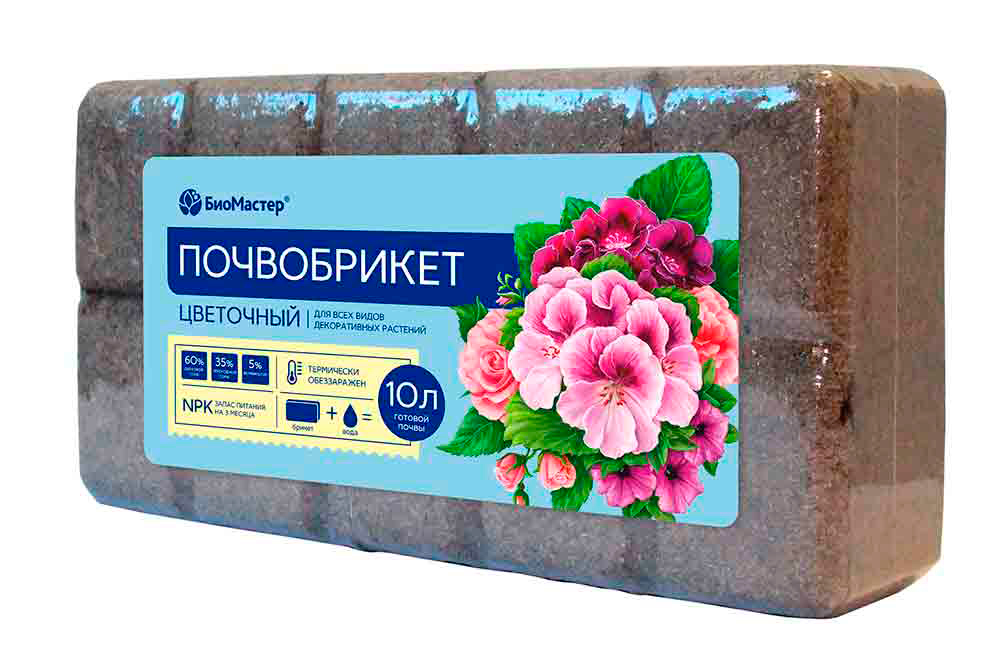 

Уход за растениями БиоМастер Почвобрикет Цветочный сад, 10 л