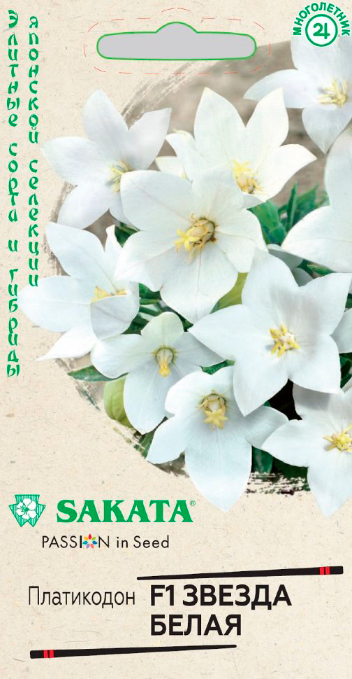 Семена Гавриш Платикодон крупноцветковый Звезда Белая F1, 5 шт. Sakata