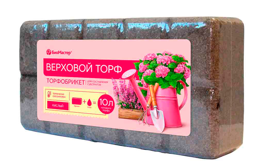 

Уход за растениями БиоМастер Торфобрикет Верховой торф Кислый, 10 л