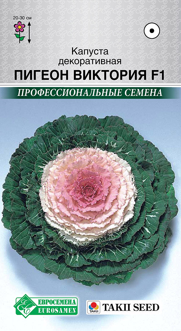 Семена ЕВРОСЕМЕНА Капуста декоративная Пигеон Виктория F1, 5 шт. Takii Seeds Профессиональные семена