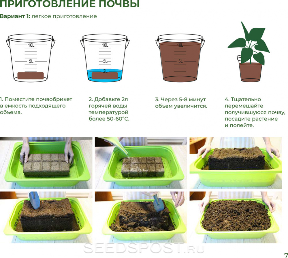 Почвобрикет Универсальный, 10 л купить в интернет магазине Seedspost.ru